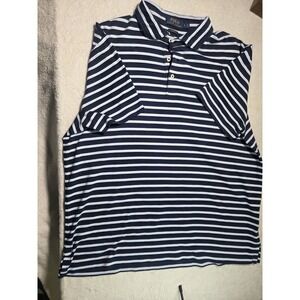 Polo Ralph Lauren Men's Large Classic Fit Navy Blue Striped Long Sleeve Shirt